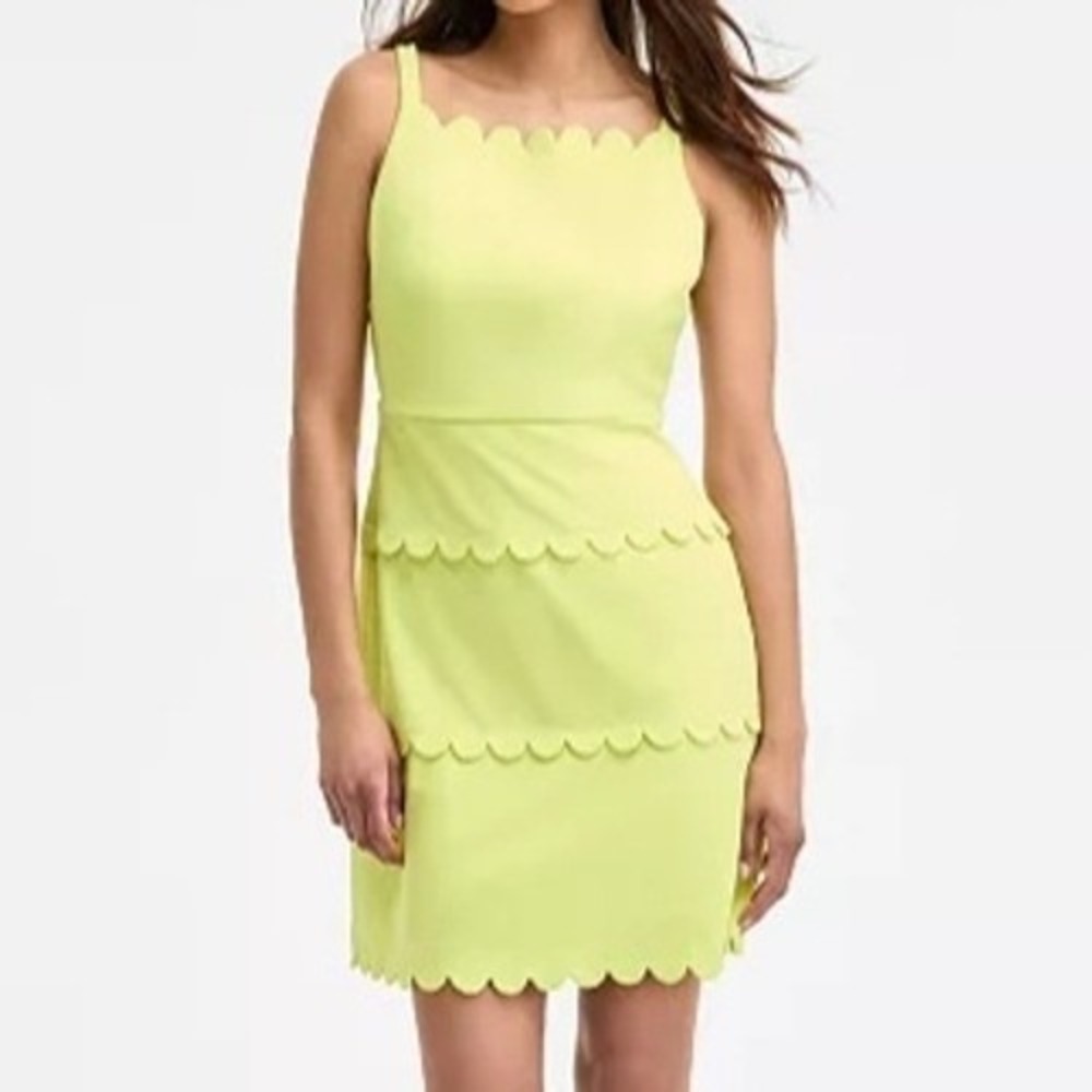 Karl Lagerfeld Paris Scallop Trim Scuba Sleeveless Lime Dress Womens Size 16 NWT